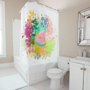 Hello Summer - Watermelon Happy Fruit design Shower Curtain