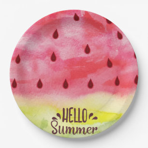Hello Summer Watermelon Paper Plate