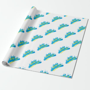 Hello Summer, Waves Graphic, Cool White Wrapping Paper