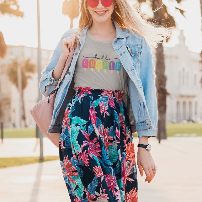 Hello Summer with Colourful Text  T-Shirt (Creator Uploaded)