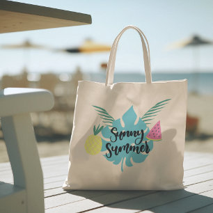 Hello Summer with Flamingo Tropical Tote Bag