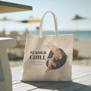 Hello Summer with typography Tropical Tote Bag