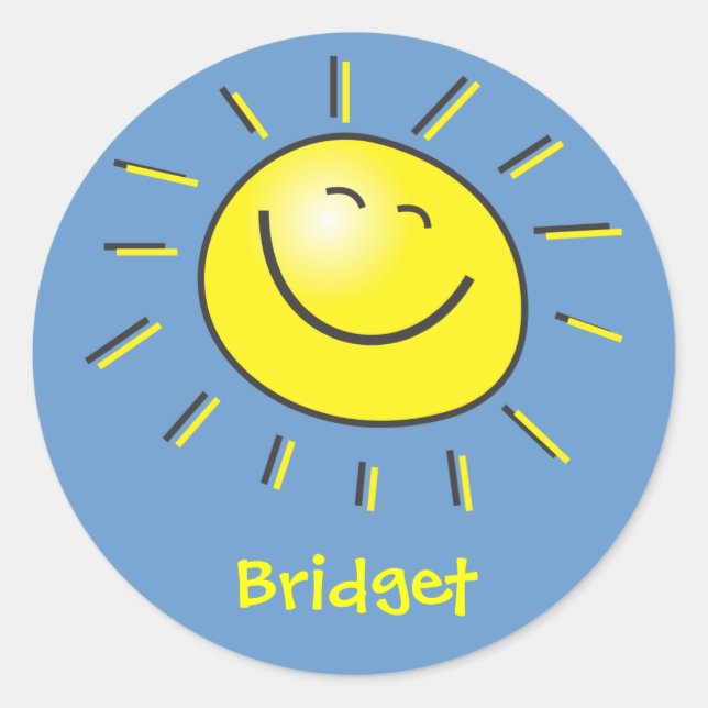 Hello sun classic round sticker (Front)