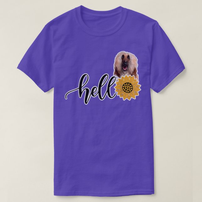 Hello Sunflower Afghan Hound 2  T-Shirt (Design Front)