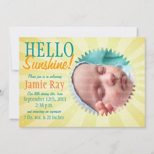 Hello Sunshine! Baby Announcement (Front)