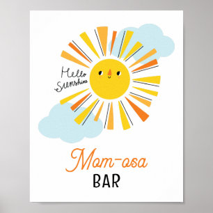 Hello Sunshine Baby Shower Mum-osa Bar Poster