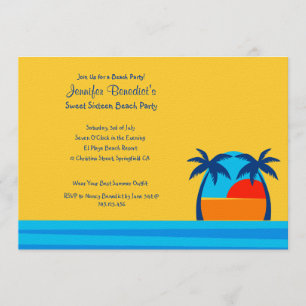 Hello Sunshine Beach Party  Custom Invitation