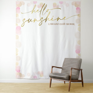Hello Sunshine Boho Baby Girl Shower Backdrop Tapestry