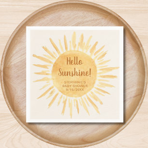 Hello Sunshine Boho Baby Shower Cream Napkin
