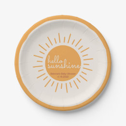 Hello Sunshine Boho Baby Shower Paper Plate