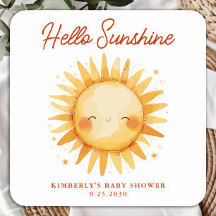 Hello Sunshine Boho Cute Sun Thank You Baby Shower Square Sticker