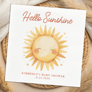 Hello Sunshine Boho Gender Neutral Sun Baby Shower Napkin
