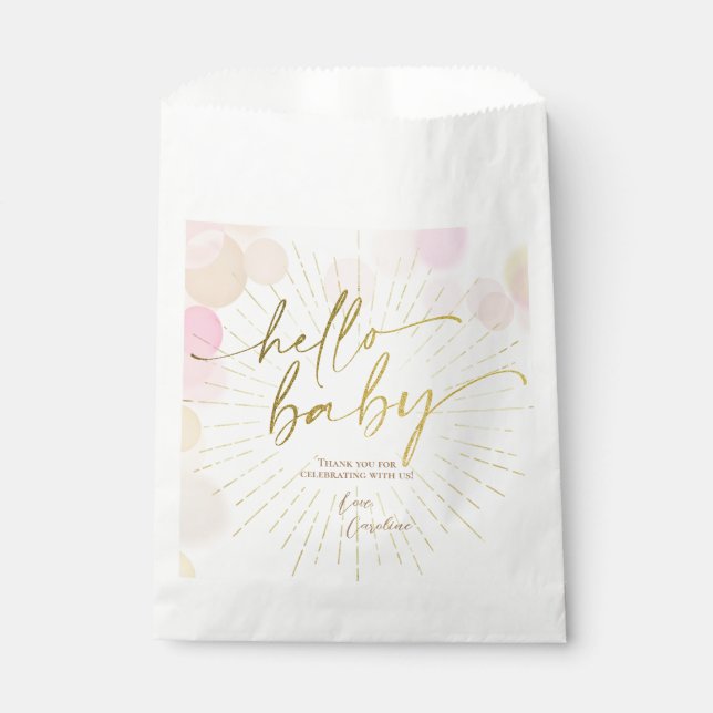 Hello Sunshine Boho Modern Happy Baby Girl Shower Favour Bags (Front)