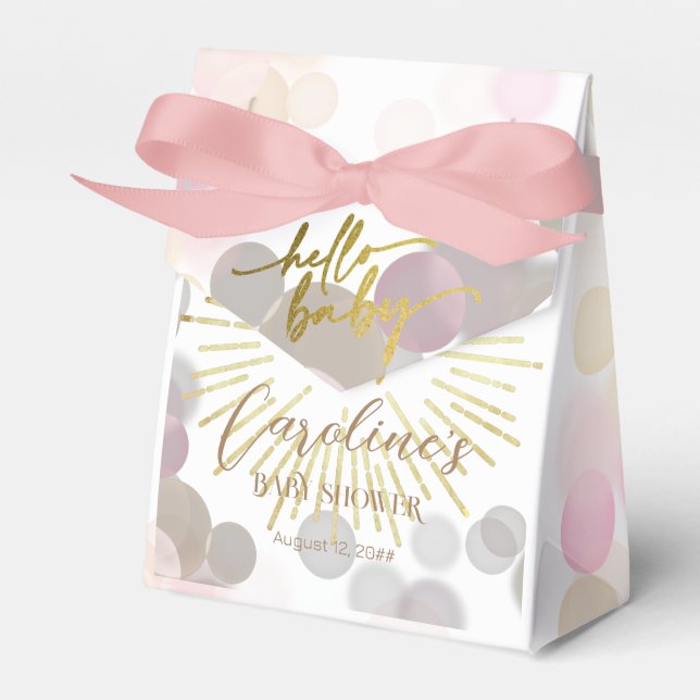 Hello Sunshine Boho Modern Happy Baby Girl Shower Favour Box (Front Side)