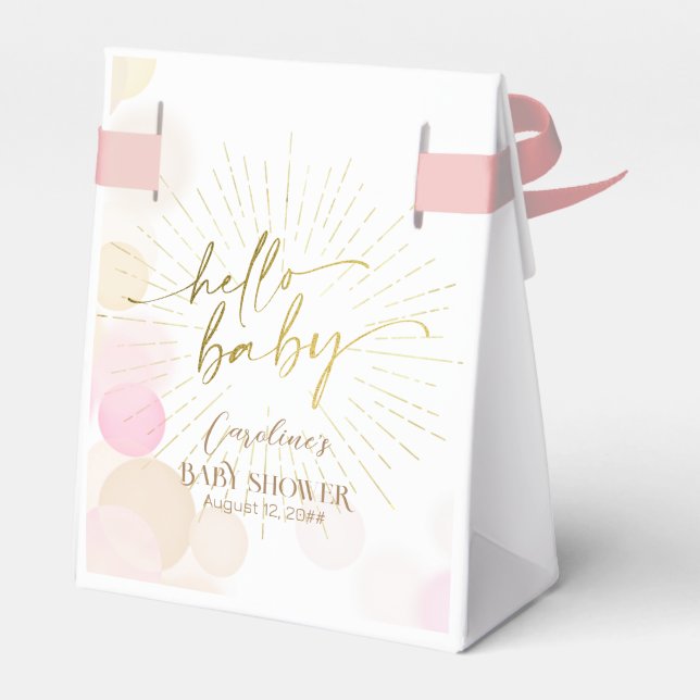 Hello Sunshine Boho Modern Happy Baby Girl Shower Favour Box (Back Side)