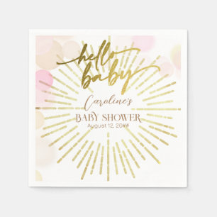 Hello Sunshine Boho Modern Happy Baby Girl Shower Napkin