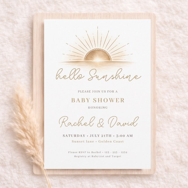 Hello Sunshine Boho Sun Coed Baby Shower Invitation (Creator Uploaded)