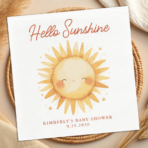 Hello Sunshine Boho Sun Gender Neutral Baby Shower Napkin