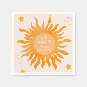 Hello sunshine boho watercolor Sun Baby Shower Napkin