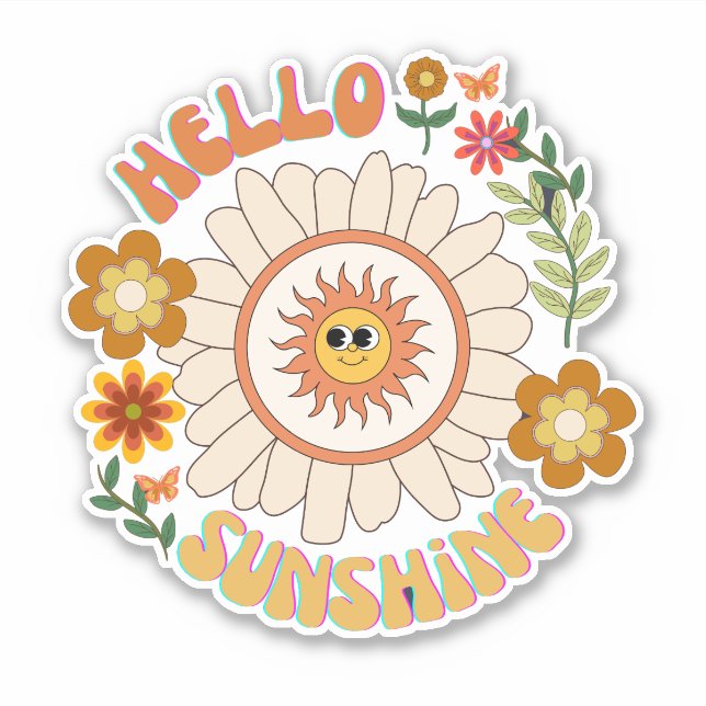 Hello Sunshine botanical flowers hippie scrapbook  (Front)