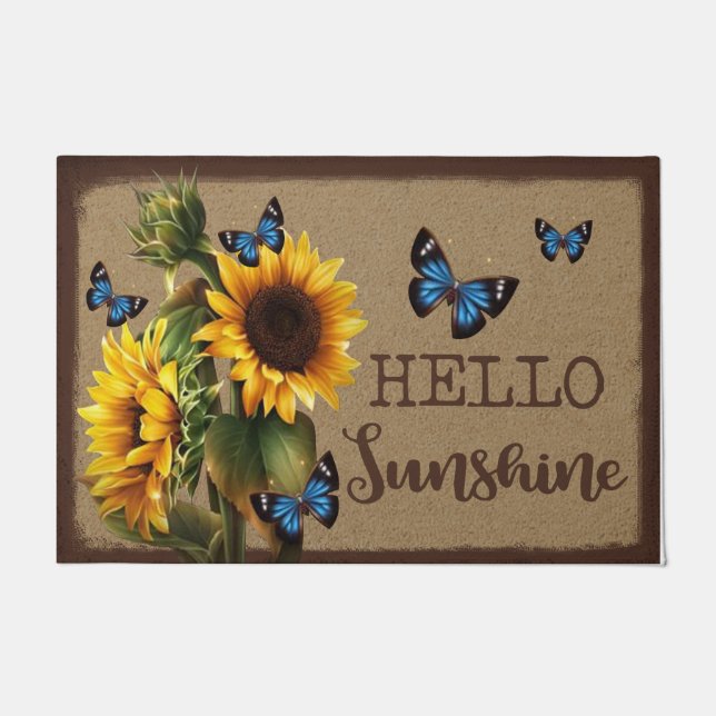 Hello Sunshine Butterfly Sunflower Mat (Front)