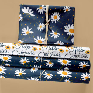 Hello Sunshine Classic Daisy Flowers Wrapping Paper Sheet