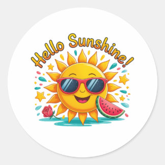 Hello Sunshine  Classic Round Sticker