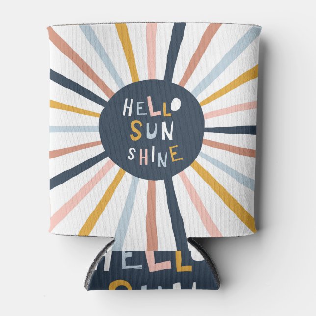 Hello Sunshine: Colourful Childish Typography Can Cooler (Front)