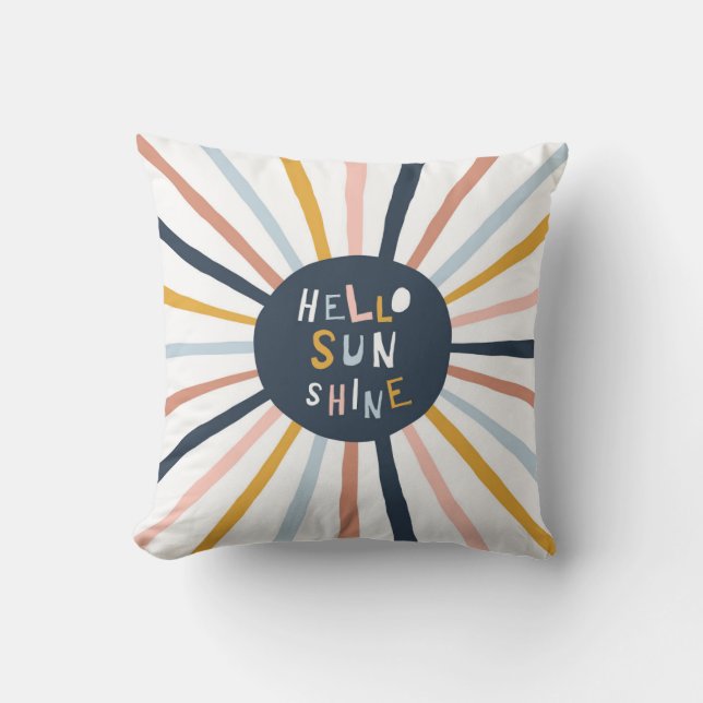 Hello Sunshine: Colourful Childish Typography Cushion (Front)