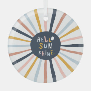 Hello Sunshine: Colourful Childish Typography Glass Tree Decoration