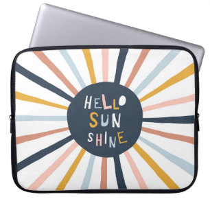 Hello Sunshine: Colourful Childish Typography Laptop Sleeve