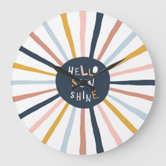 Hello Sunshine: Colourful Childish Typography Large Clock