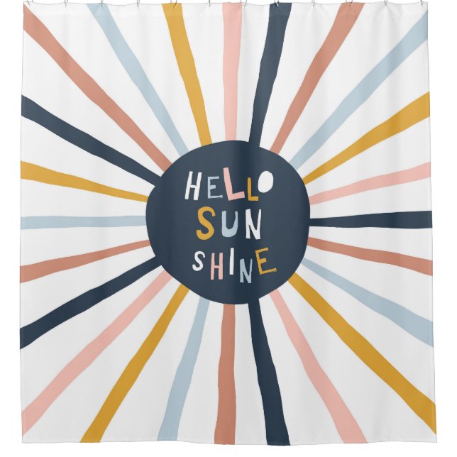 Hello Sunshine: Colourful Childish Typography Shower Curtain (Front)