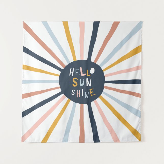 Hello Sunshine: Colourful Childish Typography Tapestry (Front)