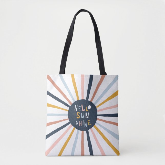 Hello Sunshine: Colourful Childish Typography Tote Bag (Front)