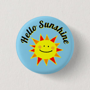Hello Sunshine Cute Happy Sun Design 3 Cm Round Badge