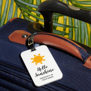Hello Sunshine cute summer vacation travel custom Luggage Tag