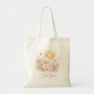 Hello Sunshine Floral Canvas Tote Bag 