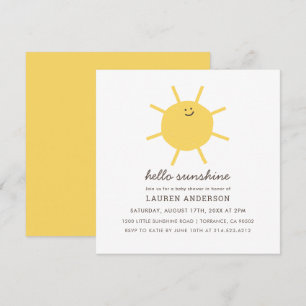 Hello Sunshine Gender Neutral Baby Shower Square I Invitation