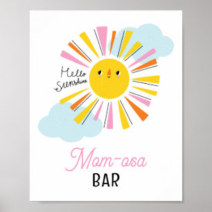 Hello Sunshine Girl Baby Shower Mum-osa Bar Poster