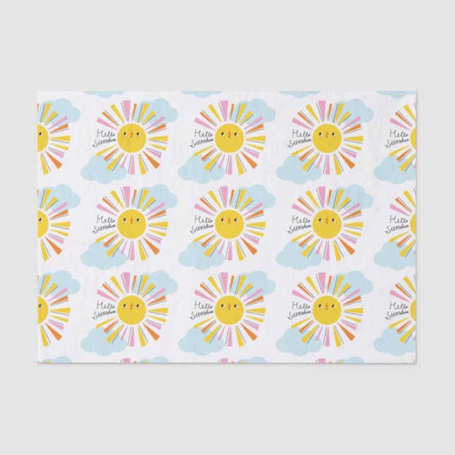 Hello Sunshine Girl Baby Shower Tissue Paper (Front)
