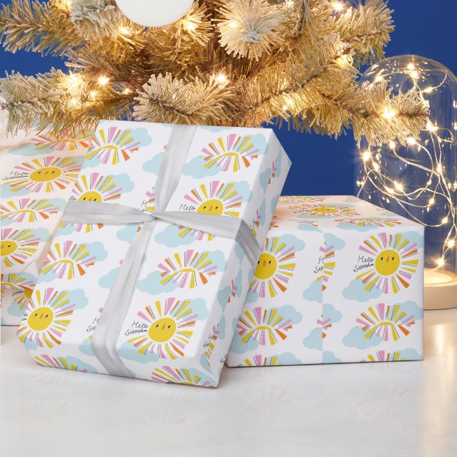 Hello Sunshine Girl Baby Shower Wrapping Paper (Holidays)