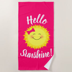 Hello Sunshine Girly Sun Beach Towel