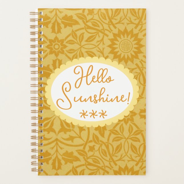 Hello Sunshine Golden Yellow Floral  Planner (Front)