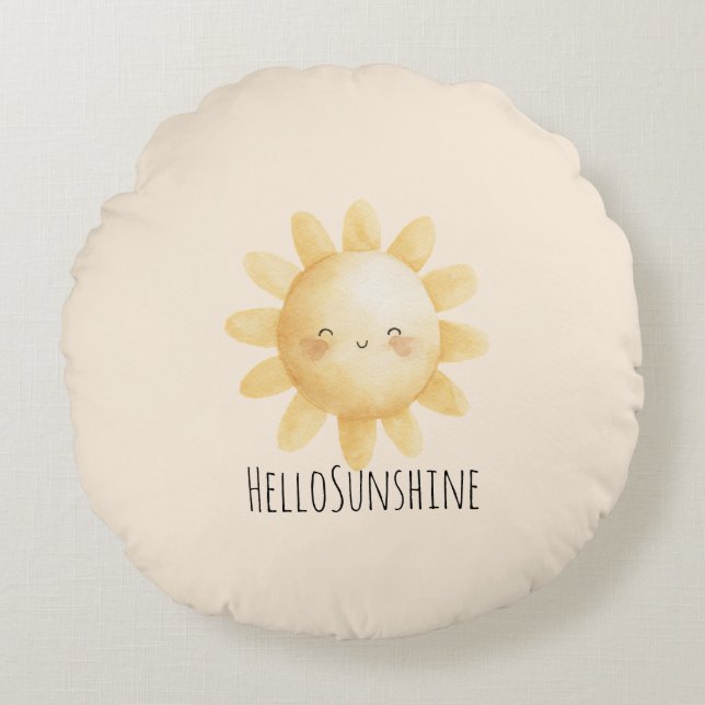 Hello Sunshine Happy Sun   Round Cushion (Front)