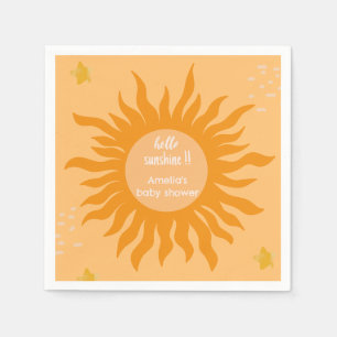 Hello sunshine here comes the son Baby Shower Napkin