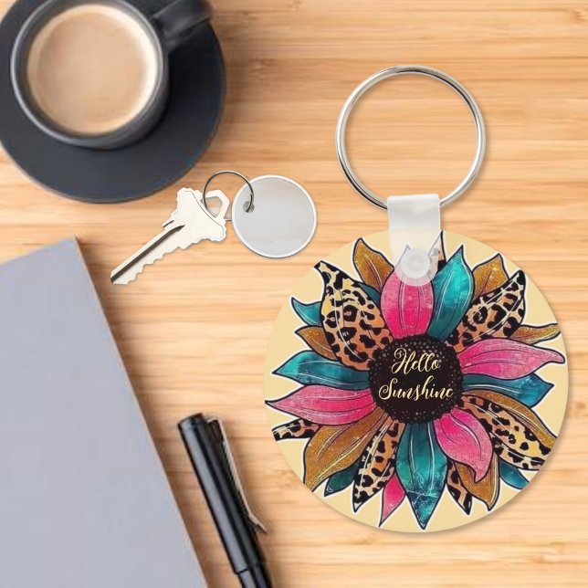 Hello Sunshine Leopard Flower  Key Ring (Creator Uploaded)