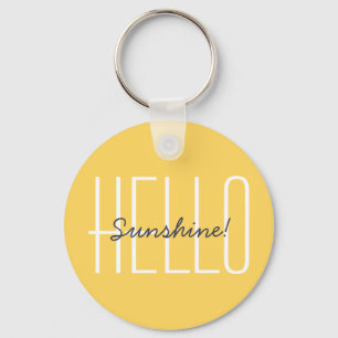 Hello Sunshine Modern Typography Quote Yellow Key Ring