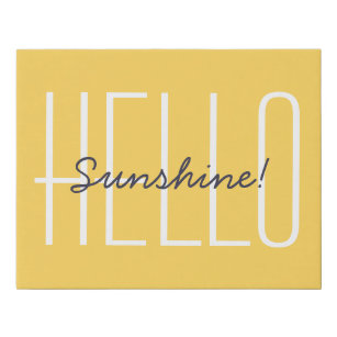 Hello Sunshine Modern Yellow Typography Faux Canvas Print