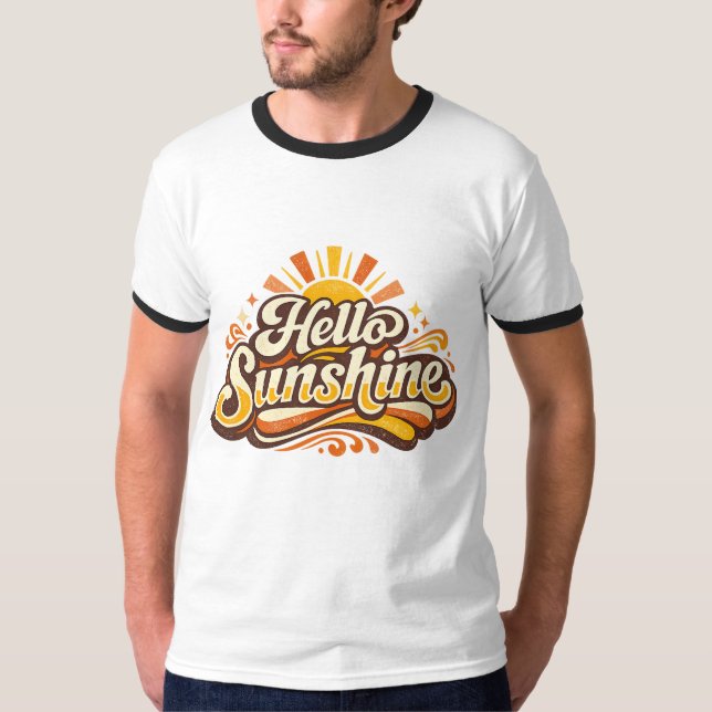 Hello Sunshine Retro Summer Vibes T-Shirt (Front)